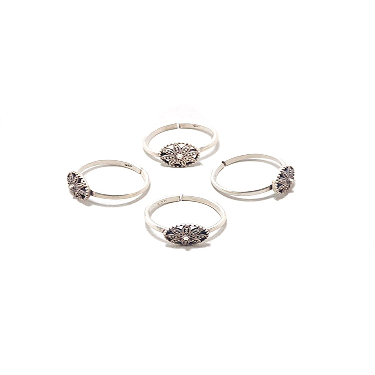 925 Sterling Silver 2 Pair of Toe Rings With Oxidized Work | Labh ...